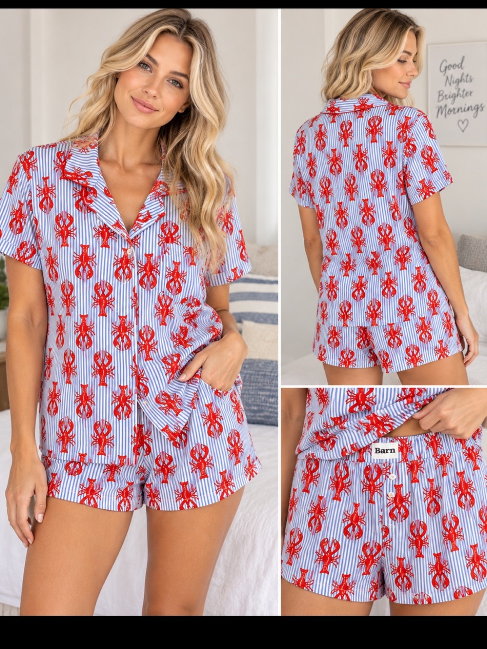 🦞 Børn Lobster Print 2-Piece Pajama Set 🦞 Med, New with tags.